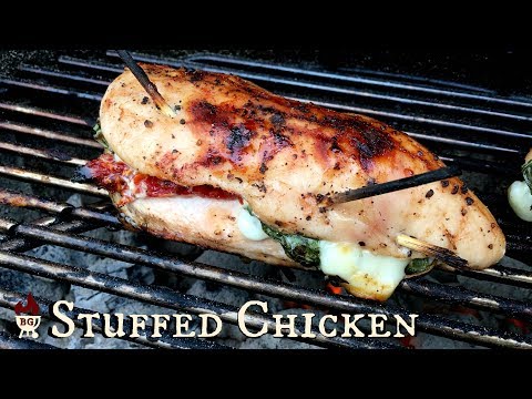 Grilled Stuffed Chicken Breast Recipe | Chicken Stuffed and Grilled On The Weber Grill