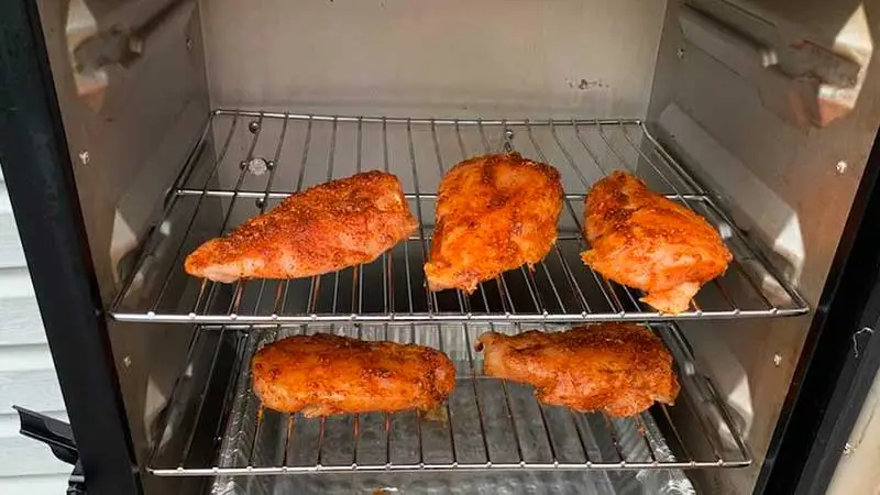Smoked chicken breast in electric smoker