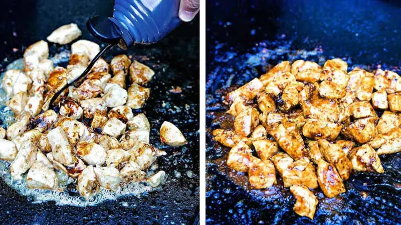 Teriyaki chicken stir fry on the Blackstone griddle