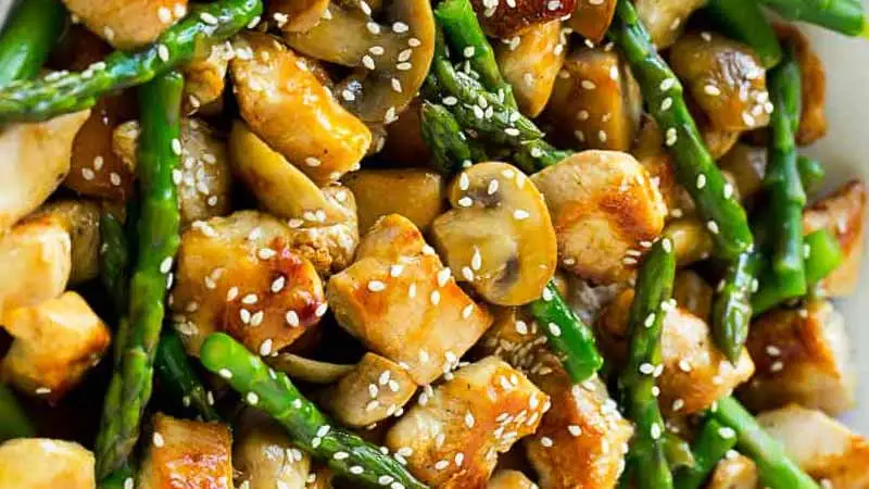 Chicken asparagus and mushroom stir fry recipe